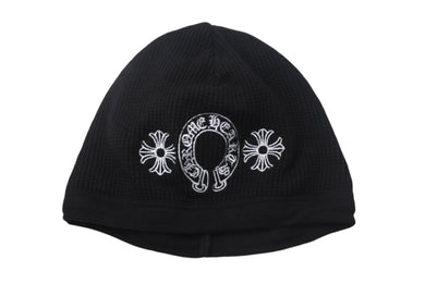 CHROME HEARTS クロムハーツ ビーニー サーマル ニット帽 2238 304 2209 ホースシュー アメリカ製 コットン ブラック 美品 中古 4c067892
