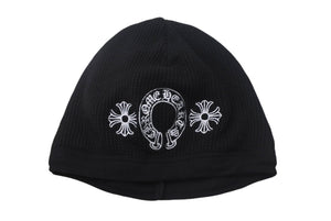 CHROME HEARTS クロムハーツ ビーニー サーマル ニット帽 2238 304 2209 ホースシュー アメリカ製 コットン ブラック 美品 中古 4c067892