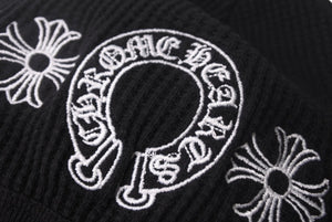 CHROME HEARTS クロムハーツ ビーニー サーマル ニット帽 2238 304 2209 ホースシュー アメリカ製 コットン ブラック 美品 中古 4c067892