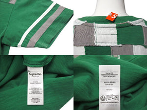 未使用 Supreme シュプリーム パッチワーク 半袖Tシャツ フットボールサイズL グリーン グレー ホワイト 中古 4c067907 