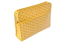 Load image into Gallery viewer, GOYARD ゴヤール ジュバンスMM ポーチ クラッチバッグ ゴヤールディンキャンバス カーフスキン イエロー 美品 中古 4c067912