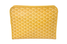 Load image into Gallery viewer, GOYARD ゴヤール ジュバンスMM ポーチ クラッチバッグ ゴヤールディンキャンバス カーフスキン イエロー 美品 中古 4c067912