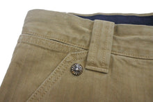 Load image into Gallery viewer, 新品同様 CHROME HEARTS クロムハーツ ペインターパンツ へリンボーン クロスボールボタンサイズ32 シルバー金具 ベージュ 中古 4c067916