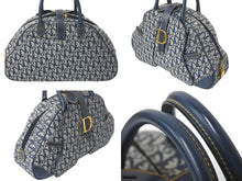 Load image into Gallery viewer, Christian Dior クリスチャンディオール ダブルサドルバッグ トロッター キャンバス レザー ネイビー ゴールド金具 美品 中古 4c067949