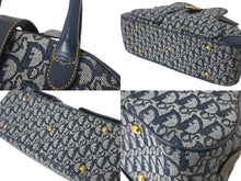Load image into Gallery viewer, Christian Dior クリスチャンディオール ダブルサドルバッグ トロッター キャンバス レザー ネイビー ゴールド金具 美品 中古 4c067949