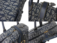 Load image into Gallery viewer, Christian Dior クリスチャンディオール ダブルサドルバッグ トロッター キャンバス レザー ネイビー ゴールド金具 美品 中古 4c067949