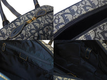 Load image into Gallery viewer, Christian Dior クリスチャンディオール ダブルサドルバッグ トロッター キャンバス レザー ネイビー ゴールド金具 美品 中古 4c067949