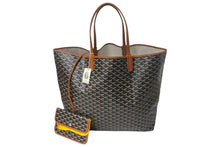 Load image into Gallery viewer, Brand new, unused Goyard Saint Louis XXL tote bag in herringbone PVC-coated canvas and leather in black and brown. Pre-owned. Item number 4c067981 
