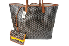 Load image into Gallery viewer, Brand new, unused Goyard Saint Louis XXL tote bag in herringbone PVC-coated canvas and leather in black and brown. Pre-owned. Item number 4c067981 