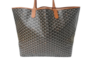 Brand new, unused Goyard Saint Louis XXL tote bag in herringbone PVC-coated canvas and leather in black and brown. Pre-owned. Item number 4c067981 