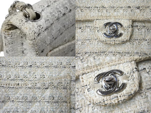 CHANEL シャネル ミニマトラッセ ツイード ショルダーバッグ ミニバッグ 9番台 フランス製 ホワイト シルバー金具 美品 中古 4c068015