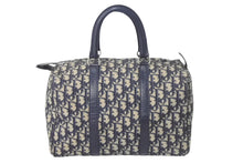 Load image into Gallery viewer, Christian Dior クリスチャンディオール ハンドバッグ トロッター柄 ミニボストンバッグ ネイビー ベージュ 美品 中古 4c068031