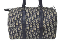 Load image into Gallery viewer, Christian Dior クリスチャンディオール ハンドバッグ トロッター柄 ミニボストンバッグ ネイビー ベージュ 美品 中古 4c068031