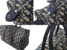 Load image into Gallery viewer, Christian Dior クリスチャンディオール ハンドバッグ トロッター柄 ミニボストンバッグ ネイビー ベージュ 美品 中古 4c068031