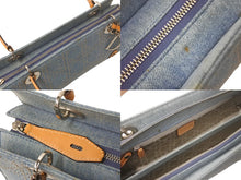 Load image into Gallery viewer, Christian Dior クリスチャンディオール ハンドバッグ 長方形 カナージュスタッズ ホリゾンタルバッグ イタリア製 ヌメ革 ブルー 美品 中古 4c068032