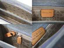 Load image into Gallery viewer, Christian Dior クリスチャンディオール ハンドバッグ 長方形 カナージュスタッズ ホリゾンタルバッグ イタリア製 ヌメ革 ブルー 美品 中古 4c068032
