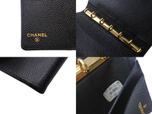 Load image into Gallery viewer, CHANEL シャネル 手帳カバー アジェンダ ココマーク 5番台 5穴リング キャビアスキン ブラック ゴールド金具 美品 中古 4c068072