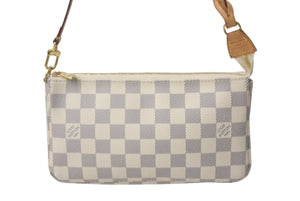 極美品 LOUIS VUITTON ルイヴィトン ポシェットアクセソワール アクセサリーポーチ ダミエ ハンドバッグ N51986 ホワイト 中古 4c068074