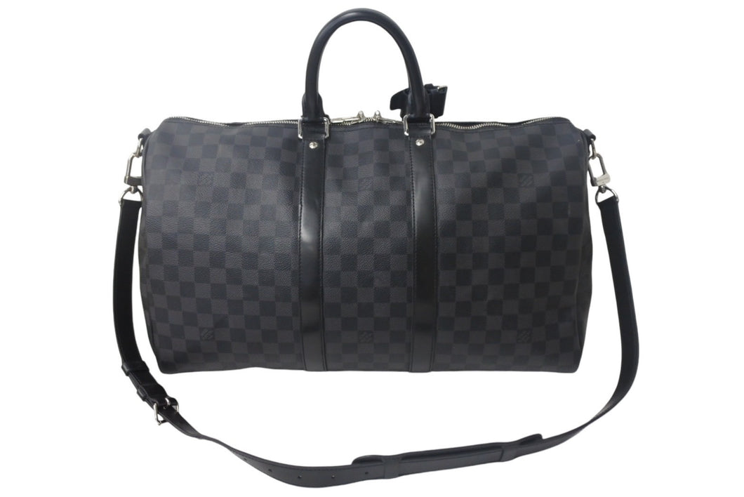 LOUISVUITTON ルイヴィトン キーポルバンドリエール 45 ボストンバッグ N41418 ダミエグラフィット PVC レザー 美品 中古 4c068098