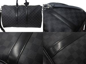 LOUISVUITTON ルイヴィトン キーポルバンドリエール 45 ボストンバッグ N41418 ダミエグラフィット PVC レザー 美品 中古 4c068098