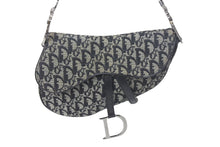Load image into Gallery viewer, ChristianDior クリスチャンディオール サドルバッグ ハンドバッグ トロッター キャンバス レザー ブラック グレー 美品 中古 4c068099