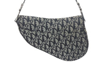 Load image into Gallery viewer, ChristianDior クリスチャンディオール サドルバッグ ハンドバッグ トロッター キャンバス レザー ブラック グレー 美品 中古 4c068099