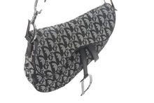 Load image into Gallery viewer, ChristianDior クリスチャンディオール サドルバッグ ハンドバッグ トロッター キャンバス レザー ブラック グレー 美品 中古 4c068099