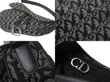 Load image into Gallery viewer, ChristianDior クリスチャンディオール サドルバッグ ハンドバッグ トロッター キャンバス レザー ブラック グレー 美品 中古 4c068099