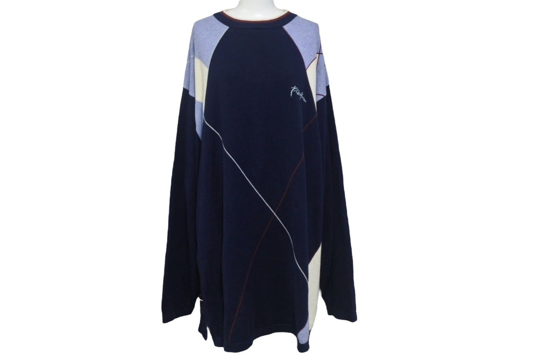 PHAT FARM ファットファーム ニット セーター オーバーサイズ CHINA製 コットン ブルー ホワイト レッド サイズXXL 美品 中古 4c068105
