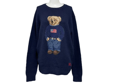 POLO RALPH LAUREN ポロ・ラルフローレン ベア ウール ニット セーター ネイビー 0105742GH クマ サイズS 美品 中古 4c068119