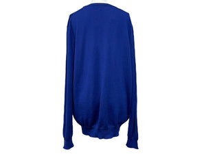 美品 ISAIA イザイア ウール ニット ブルー 青 刺繍 長袖 トップス サイズXL 中古 4c068113