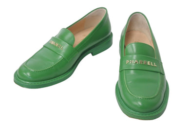 CHANEL × PHARRELL シャネル ファレル・ウィリアムス カプセルコレクション Mocassins ローファー G34695 グリーン カーフスキン サイズ41 良品 中古 4c068118
