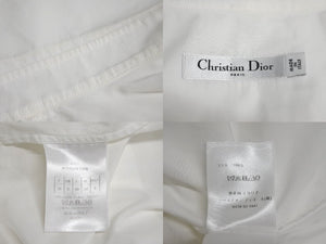 ChristianDior クリスチャンディオール 長袖シャツ BEE ブラウス ドレス イタリア製 コットン ホワイト サイズ36 美品 中古 4c068120