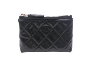 CHANEL シャネル コインケース ココマーク ロゴ 16番台 スペイン製 エナメル ブラック シルバー金具 美品 中古 4c068182