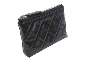 CHANEL シャネル コインケース ココマーク ロゴ 16番台 スペイン製 エナメル ブラック シルバー金具 美品 中古 4c068182
