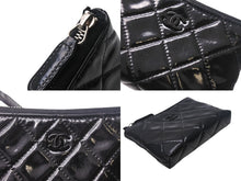 Load image into Gallery viewer, CHANEL シャネル コインケース ココマーク ロゴ 16番台 スペイン製 エナメル ブラック シルバー金具 美品 中古 4c068182