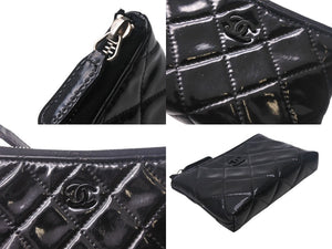 CHANEL シャネル コインケース ココマーク ロゴ 16番台 スペイン製 エナメル ブラック シルバー金具 美品 中古 4c068182