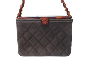 CHANEL シャネル バニティ ハンドバッグ プラチェーン 4番台 スエード キルティング ココマーク ブラウン 良品 中古 4c068189