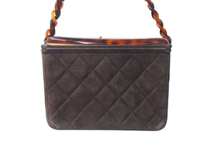 CHANEL シャネル バニティ ハンドバッグ プラチェーン 4番台 スエード キルティング ココマーク ブラウン 良品 中古 4c068189
