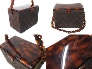 CHANEL シャネル バニティ ハンドバッグ プラチェーン 4番台 スエード キルティング ココマーク ブラウン 良品 中古 4c068189