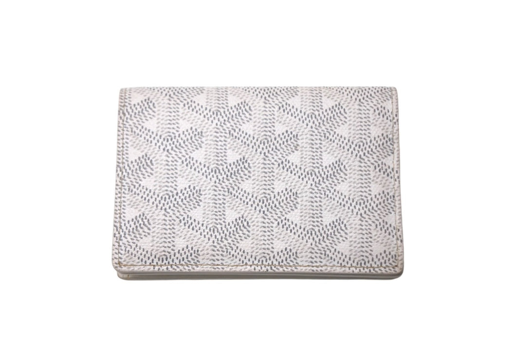 GOYARD ゴヤール マルゼルブ カードケース パスケース MALESHPMLTY50CL50X ホワイト イエロー ヘリンボーン 美品 中古 4c068210