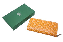 画像をギャラリービューアに読み込む, 極美品 GOYARD ゴヤール マティニョンGM 長財布 ヘリンボーン柄 ラウンドファスナー イエロー 中古 4c068231