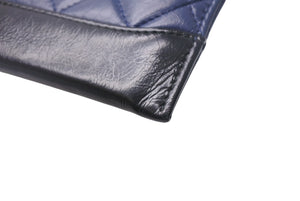 CHANEL シャネル ガブリエル カードケース ラムスキン カーフスキン キルティング ネイビー ブラック ゴールド金具 25番台 美品 中古 4c068268