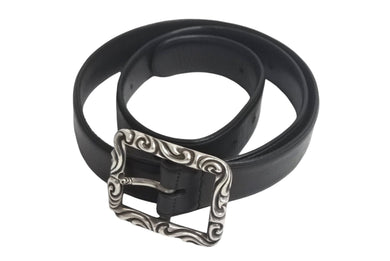 Chrome Hearts クロムハーツ BLT SCRLREC レクタングルスクロール サイズ34 レザーベルト ブラック 美品 中古 4c068292