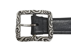 Chrome Hearts クロムハーツ BLT SCRLREC レクタングルスクロール サイズ34 レザーベルト ブラック 美品 中古 4c068292