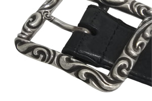 Chrome Hearts クロムハーツ BLT SCRLREC レクタングルスクロール サイズ34 レザーベルト ブラック 美品 中古 4c068292