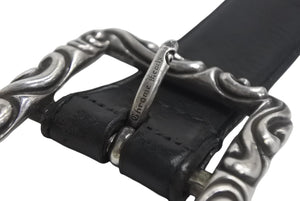 Chrome Hearts クロムハーツ BLT SCRLREC レクタングルスクロール サイズ34 レザーベルト ブラック 美品 中古 4c068292