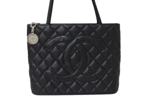 CHANEL シャネル ハンドバッグ 復刻トート キャビアスキン マトラッセ ココマーク 7番台 シルバー金具 美品 中古 4c068299