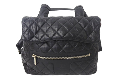 CHANEL シャネル コココクーン リュック デイパック 13番台 イタリア製 レザー ブラック シルバー金具 美品 中古 4c068300