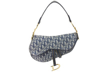 Load image into Gallery viewer, Christian Dior クリスチャン ディオール トロッター サドルバッグ ワンショルダーバッグ キャンバス レザー ネイビー 美品 中古 4c068302